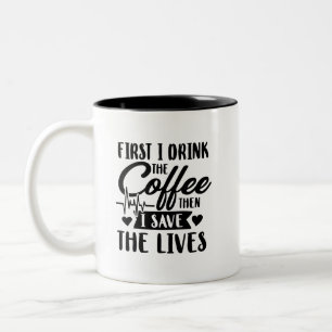 Tasse 2 Couleurs Cute café Infirmière mot art ajouter monogramme