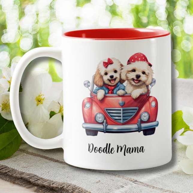 Tasse 2 Couleurs Cute Cockapoo Doodle Dog Mama Personnalisé (Créateur téléchargé)
