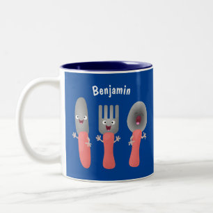 Tasse 2 Couleurs Cute fourche couteau et cuillère dessin de couvert