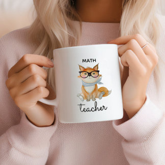 Tasse 2 Couleurs Cute Fox avec lunettes Math enseignant sur mesure