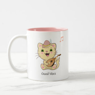 Tasse 2 Couleurs Cute Happy Musical Ginger Tabby Chat 