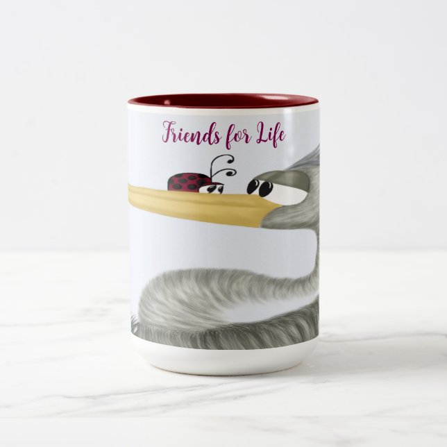 Tasse 2 Couleurs Cute Heron et Ladybug (Centre)
