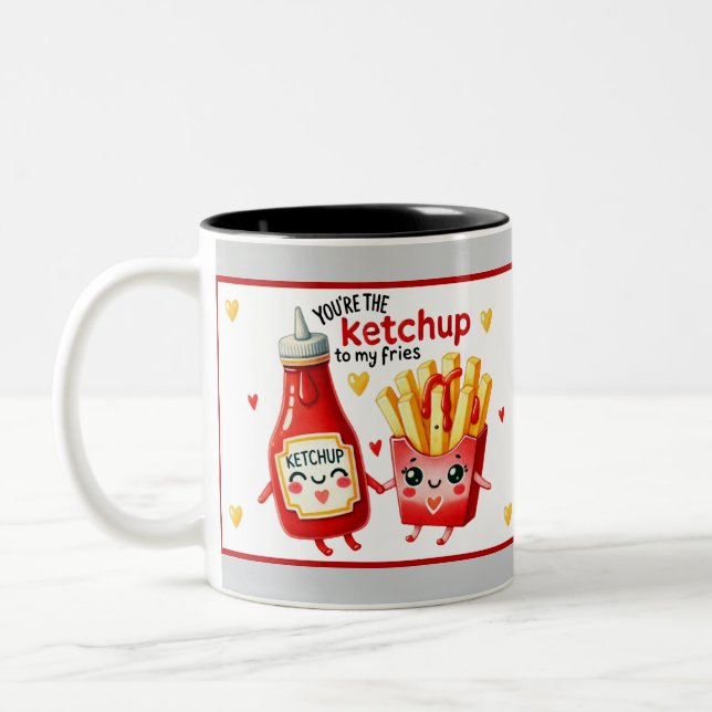 Tasse 2 Couleurs Cute Kawaii French Fries et Ketchup (Gauche)