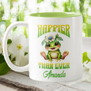 Tasse 2 Couleurs Cute Kawaii Frog Plus Heureuse Que Jamais Drôle