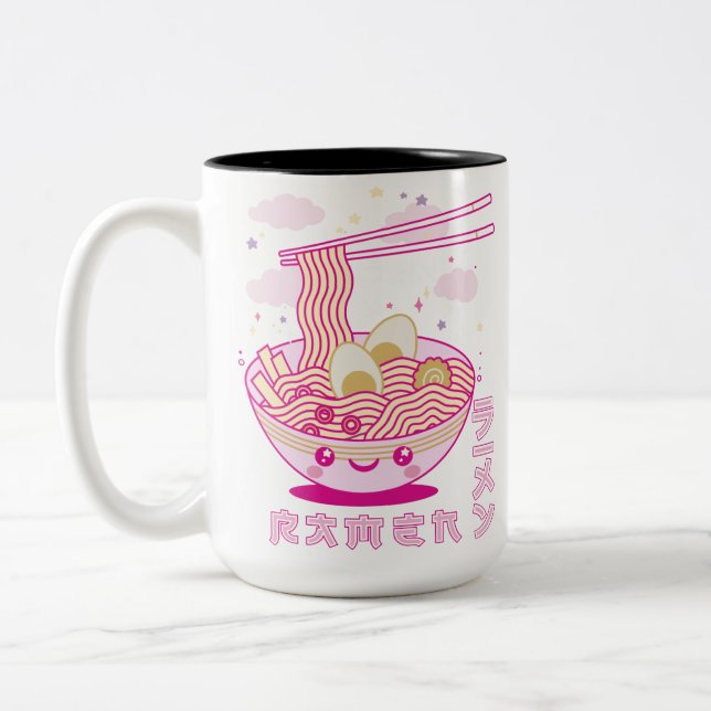 Tasse 2 Couleurs Cute Kawaii Ramen Anime nouilles Ramen Filles, Ado (Gauche)