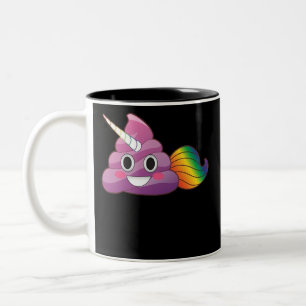 Tasse 2 Couleurs Cute Magical Unicorn Poop Emoji with Rainbow Tail