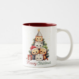 Tasse 2 Couleurs Cute Meowy Christmas Cats