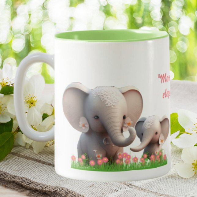 Tasse 2 Couleurs Cute Mom and Baby Elephant Personnalisé (Créateur téléchargé)