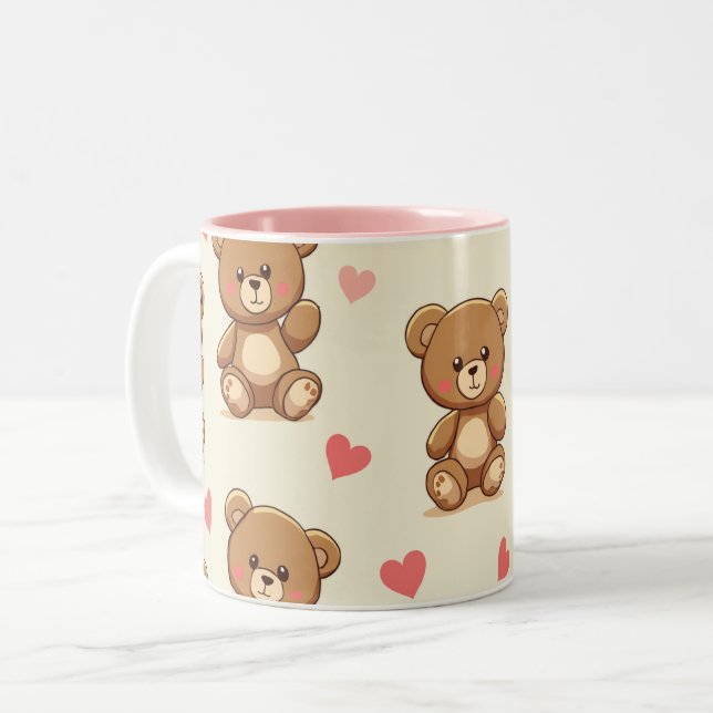 Tasse 2 Couleurs Cute Musique d'ours (Devant gauche)