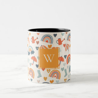 Tasse 2 Couleurs Cute Orange Blue Spring Rainbow Clouds Motif