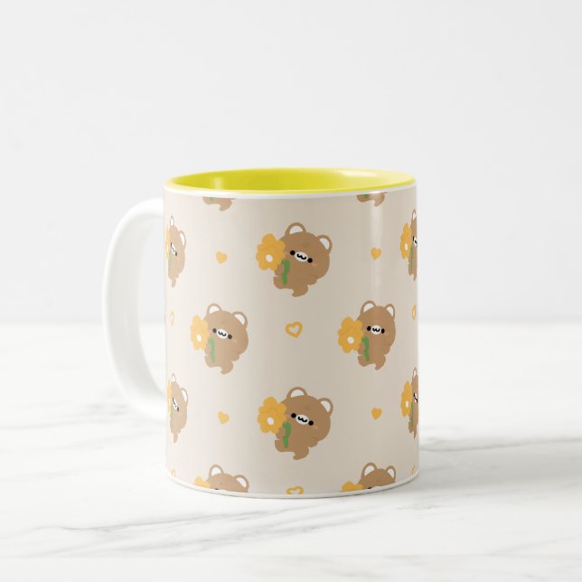 Tasse 2 Couleurs Cute Ours Brown Romantique (Devant gauche)
