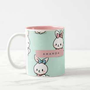 Tasse 2 Couleurs Cute Pastel Bunny Motif personnalisé