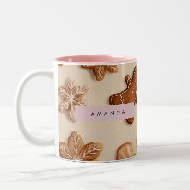 Tasse 2 Couleurs Cute Pastel personnalisé Gingerbread Cookie (Gauche)