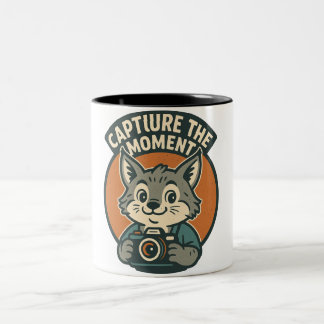 Tasse 2 Couleurs Cute Photographer Lynx Vintage Mascot Design