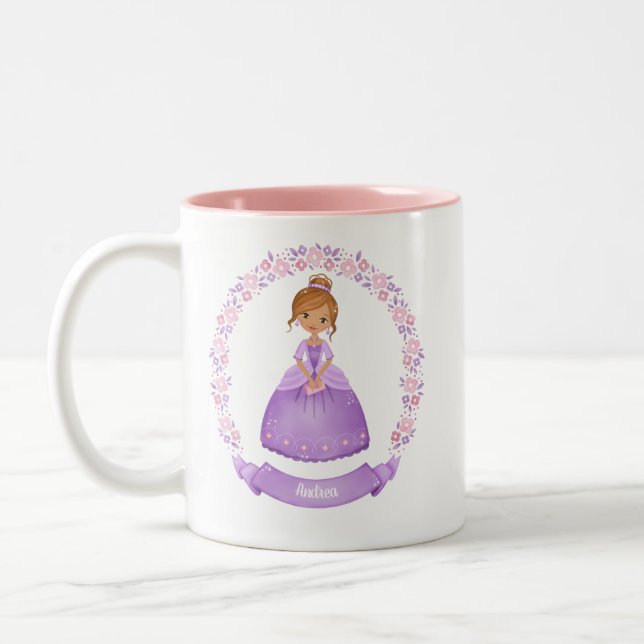 Tasse 2 Couleurs Cute Purple Princesse Personnalisée (Gauche)