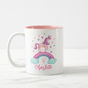 Tasse 2 Couleurs Cute rose arc-en-ciel licorne