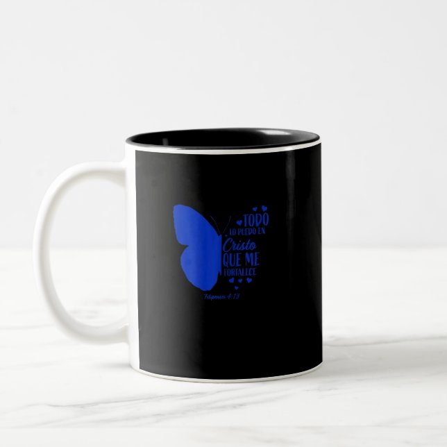 Tasse 2 Couleurs Cute Spanish Christian Bible Religious Butterfly (Gauche)