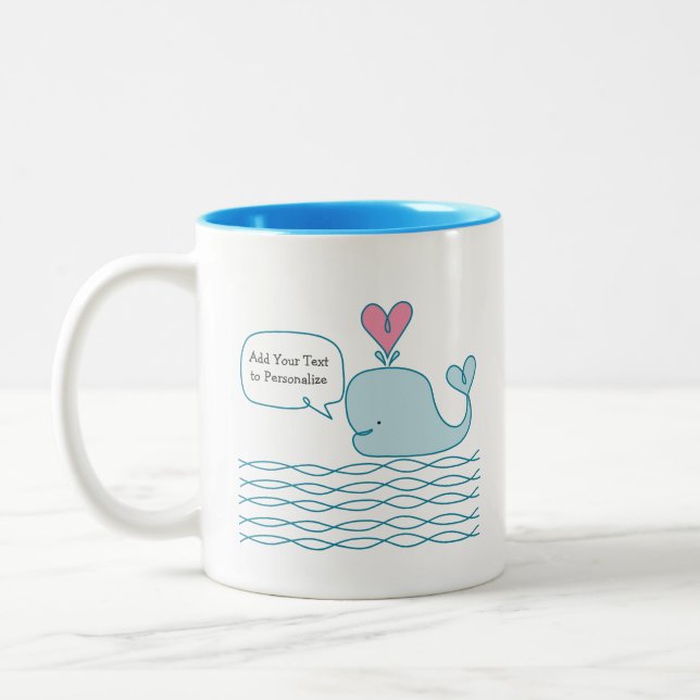 Tasse 2 Couleurs Cute Whale Ajouter votre texte pour personnaliser (Gauche)