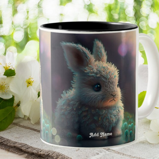 Tasse 2 Couleurs Cute Whimsical Rabbit Woodland Animal Personnalisé (Créateur téléchargé)