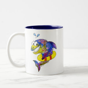 Tasse 2 Couleurs Cute Whimsical Requin coloré en flotteur