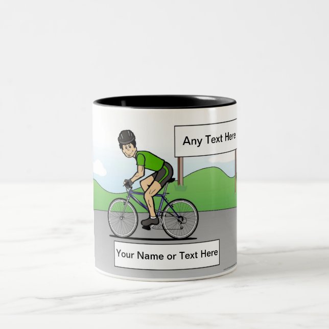 Tasse 2 Couleurs Cycliste personnalisé - Dessin masculin (Centre)