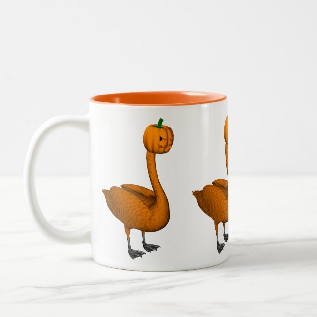 Tasse 2 Couleurs Cygne d'Halloween orange doux (Gauche)