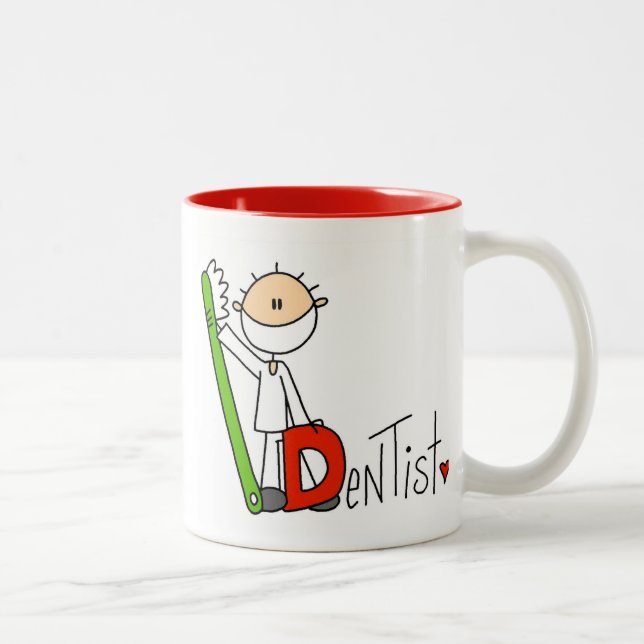 Tasse 2 Couleurs D est pour le dentiste (Droit)
