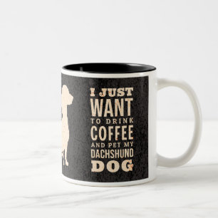 Tasse 2 Couleurs Dachshund Chien Retro Wiener Addict au café