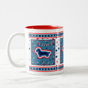 Tasse 2 Couleurs Dachshund Patriotique Rouge Blanc Et Bleu 4 Juille