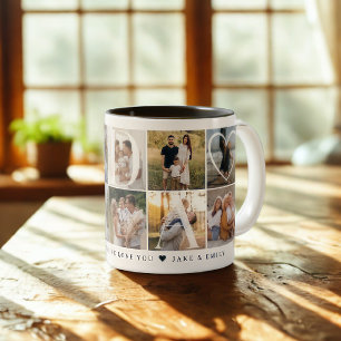 Tasse 2 Couleurs Dada moderne Collage, 10 Grille photo, Cadeau pour