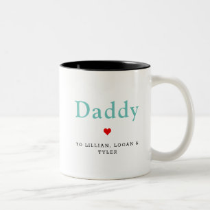 Tasse 2 Couleurs Daddy Heart Fête des pères moderne Noms des enfant