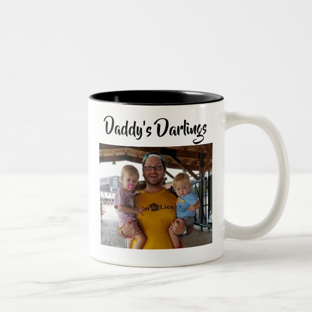 Tasse 2 Couleurs Daddy's Darlings Photos pour enfants Père Cadeau (Droit)