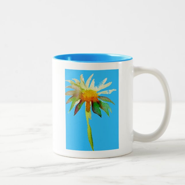 Tasse 2 Couleurs Daisy Blue Fleur d'Art Moderne (Droit)