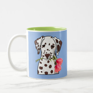 Tasse 2 Couleurs Dalmatien avec tulipes