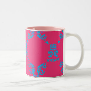 Tasse 2 Couleurs Damassé Aqua-Magenta