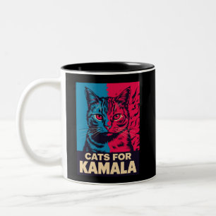 Tasse 2 Couleurs Dame sans enfants et avec un chat vote Kamala Harr