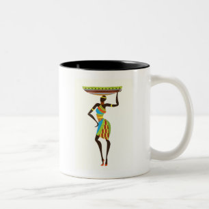 Tasse 2 Couleurs Dame tribale africaine avec l'art tribal corbeille