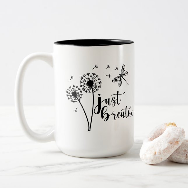 Tasse 2 Couleurs Dandelion Dragonfly Just Breathe (Avec donut)