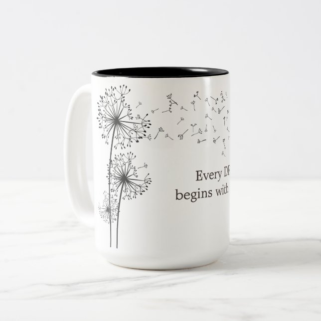 Tasse 2 Couleurs Dandelion Fait Une Citation Souhaite (Devant gauche)