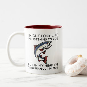 Tasse 2 Couleurs Dans ma tête, je pense au saumon Drôle de pêche