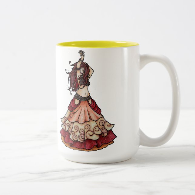 Tasse 2 Couleurs Danseur du ventre d'émbre avec zills (Droit)