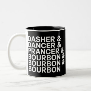 Tasse 2 Couleurs Dasher Dancer Prancer & Bourbon Noël Vacances 