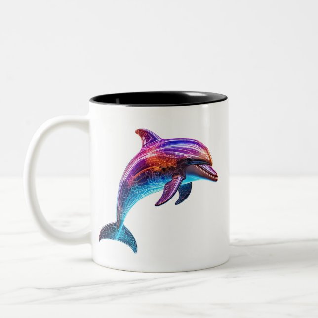 Tasse 2 Couleurs Dauphin coloré vif (Gauche)