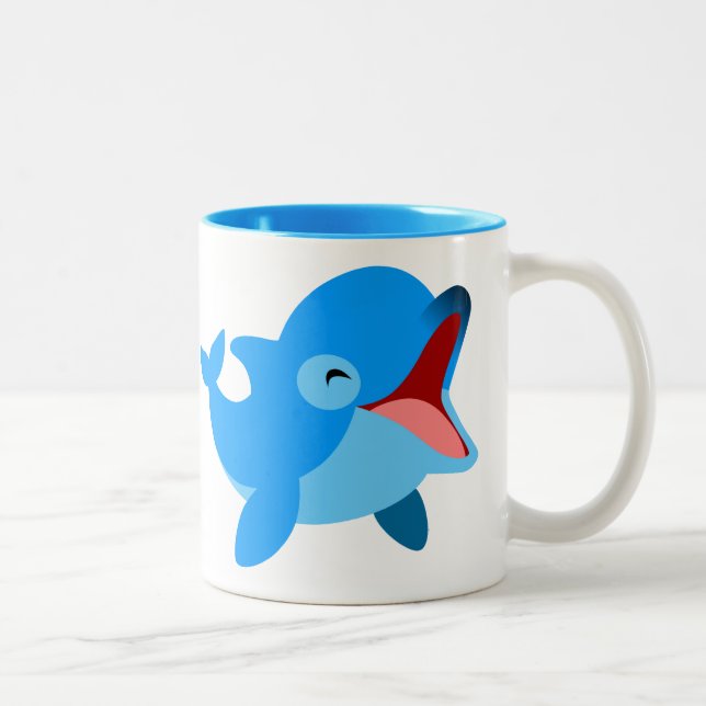 Tasse 2 Couleurs Dauphin de dessin animé mignon (Droit)