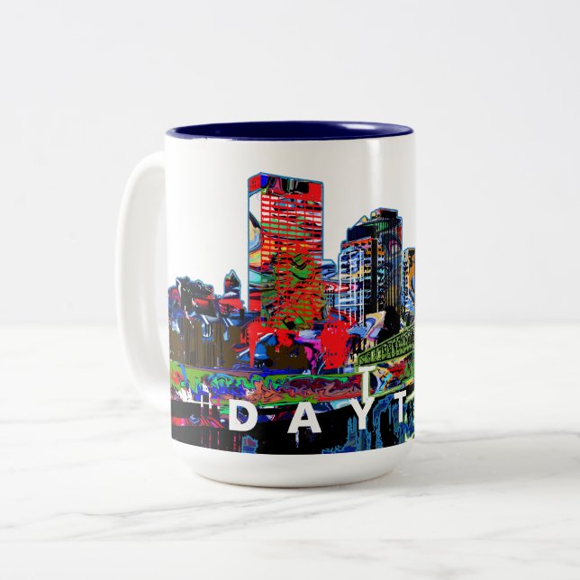 Tasse 2 Couleurs Dayton, Ohio en graffiti (Devant gauche)