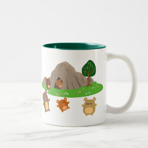 Tasse 2 Couleurs De mignons ours de dessin dans une caverne