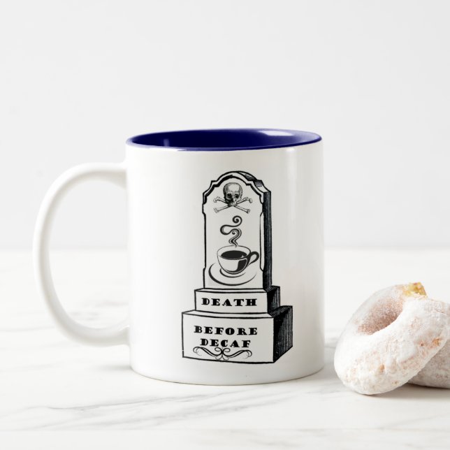 Tasse 2 Couleurs Décès Avant Café Coupe Decaf - Coupe Tombstone (Avec donut)