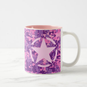 Tasse 2 Couleurs Décor Camouflage numérique rose-chaud