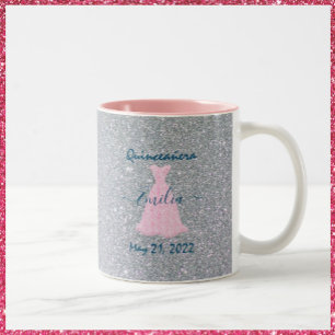 Tasse 2 Couleurs Décor de Quinceanera scintillant
