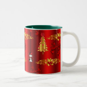 Tasse 2 Couleurs Décorations de Noël sur le rouge
